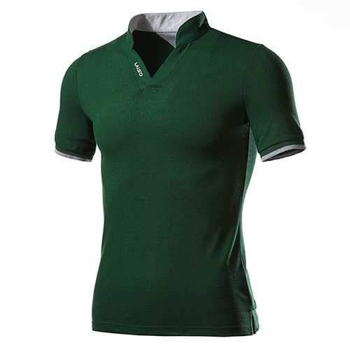 Solid Color V-neck Casual T shirt