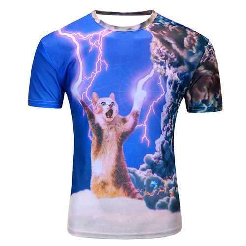 Summer Casual Tee Top 3D Hip-Hop Special Printed Round Neck Short sleeve T-shirt for Men