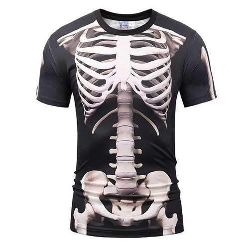 Casual Tee Top 3D Bones Round Neck Short sleeve T-shirts