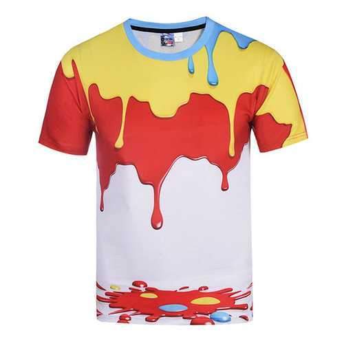 Summer Casual Tee Top 3D Paintings Printed Round Neck Short sleeve T-shirt for Men