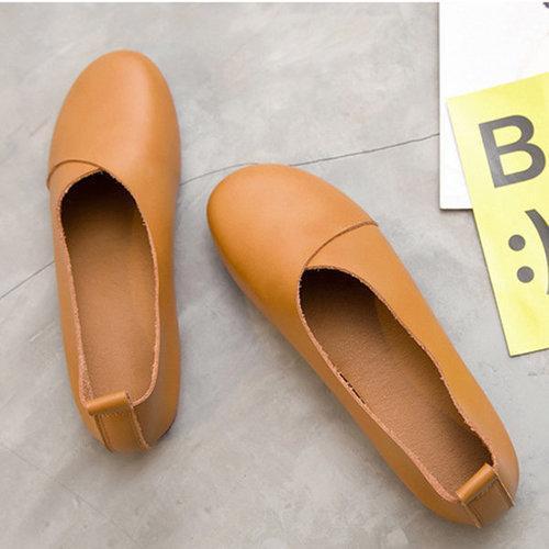 Big Size Leather Comfortable Slip On Lazy Casual Flat Shoes