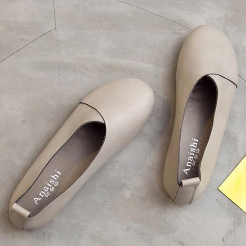 Big Size Leather Comfortable Slip On Lazy Casual Flat Shoes