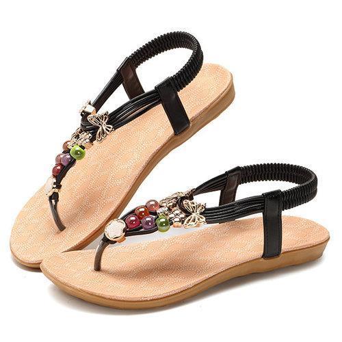 Bohemia Colorful Beaded Slip On Flat Sandals