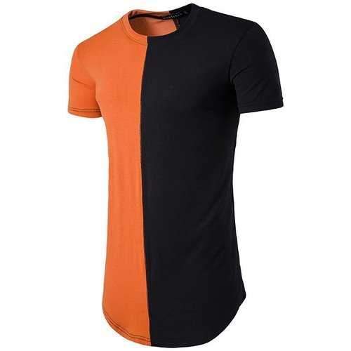 Mens Stylish Cotton Hit Color Short Sleeve O-neck Casual T-shirt