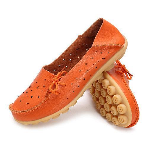 Big Size Hollow Out Star Lace Up Soft Leather Multi-Way Shoes