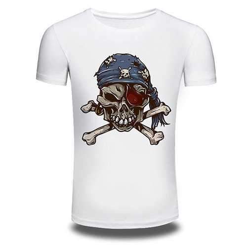 Mens Creative 3D Skeleton Printed Tee top O-neck Short Sleeve Casual T-shirt