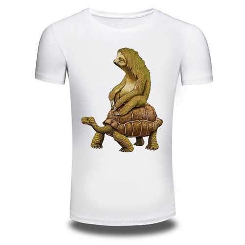 Mens Summer Creative 3D Animal Printed O-neck Short Sleeve Casual T-shirt