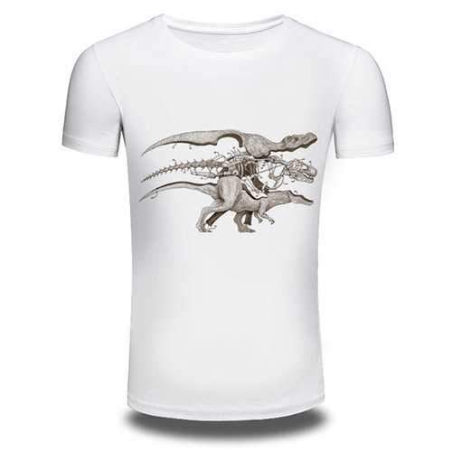 Mens Summer Creative 3D Dinosaur Printed O-neck Short Sleeve Casual T-shirt