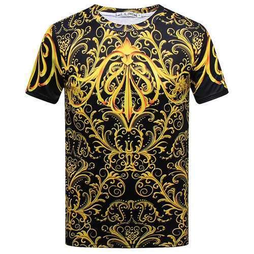 Mens Stylish 3D Printed O-neck Short Sleeve Casual T-shirt