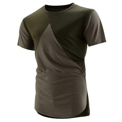 Mens High Street Style Hit Color O-neck Short Sleeve Casual Cotton T-shirt