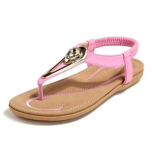 SOCOFY Metal Flat Sandals