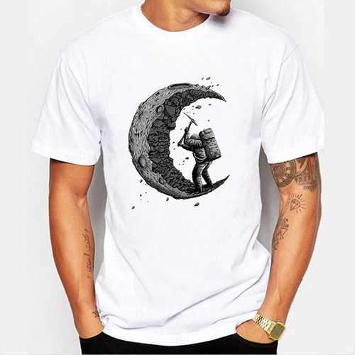 Mens Summer Creative Printed O-neck Short Sleeve Casual T-shirt