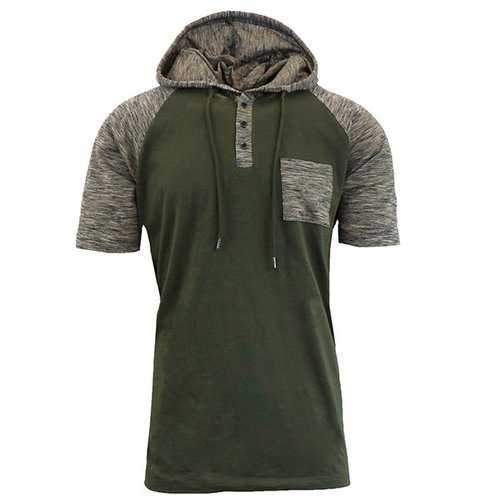 Mens Summer Casual Hooded T-shirt