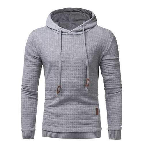 Brief Style Jacquard Plaid Slim Fit Casual Hooded Tops