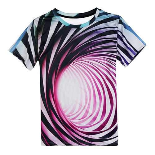 Creative 3D Printing Colored Stripe Vortex T-shirt