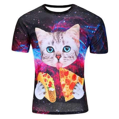 Personalized Space Cat Printing T-shirt