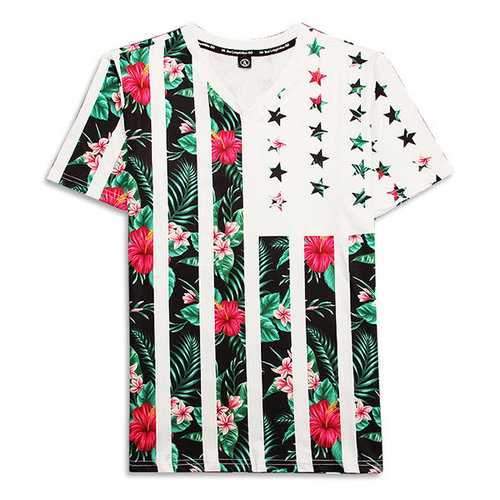 Mens 3D Personality Pattern Printing V-Neck T-Shirt