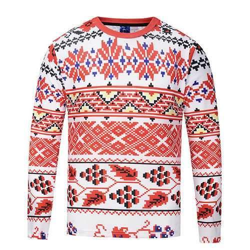 Mens Slim Fit Digital 3D printing O-Neck T-Shirt