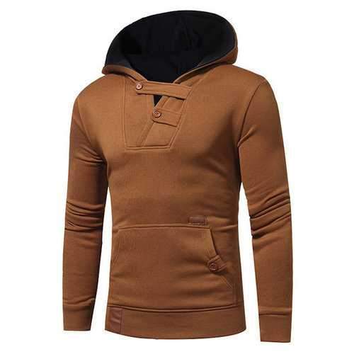 Mens Hit Color Hoode Splicing Leather Cotton Soprt Hoodies