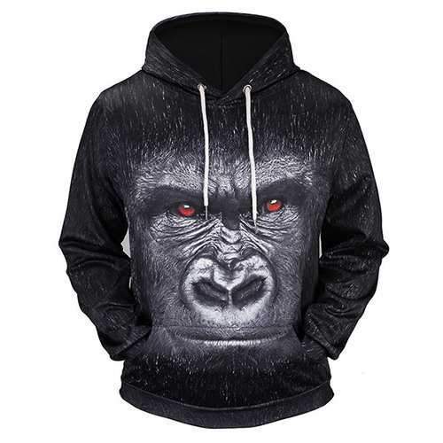 Mens 3D Animal Printed Casual Sport Hoodies
