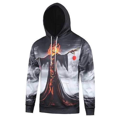 Halloween Printed Funny Hooded Sweatshirts for Men