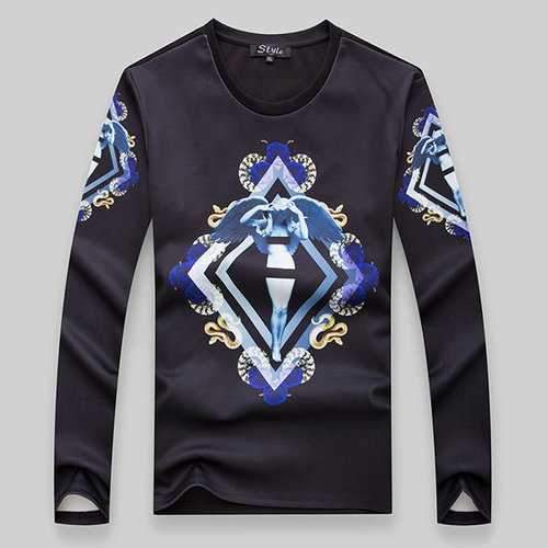 Mens Slim Fit Fashion Printing O-Neck Sweatshirt