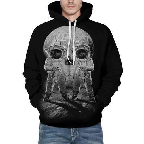 Mens 3D Space Skulls Printed Hoodies