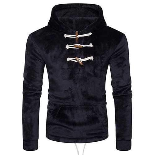 Coral Velvet Horns Design Casual Hoodies