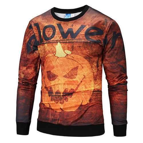 Mens Halloween Funny 3D Printing T-shirt