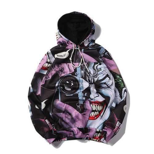 Mens Fashion Joker Printing Long Sleeve  Hoodie