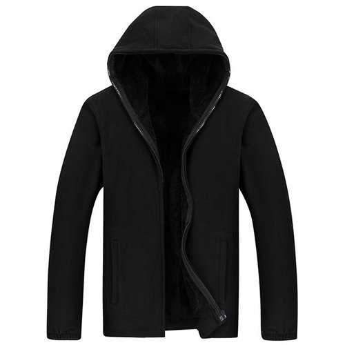 Mens Solid Thicken Loose Large Size Zip Up Hoodie