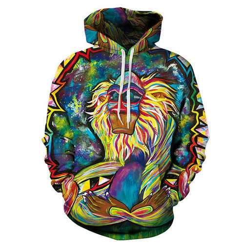 Unisex Fashion Monkey Oil Painting Printing Hoodie