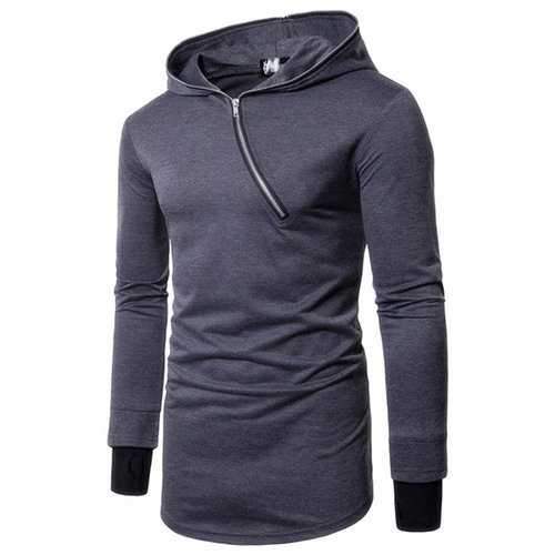 Diagonal Zipper Design Cotton Hoodies