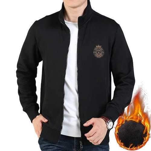 Fleece Lining Zip Up Casual Jacket