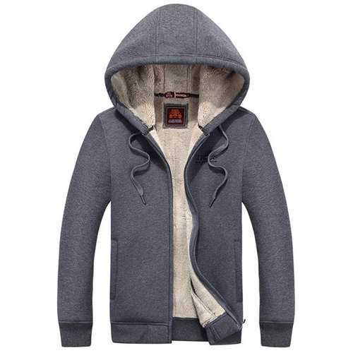 Zip Up Thick Hooded Casual Sweatshirt