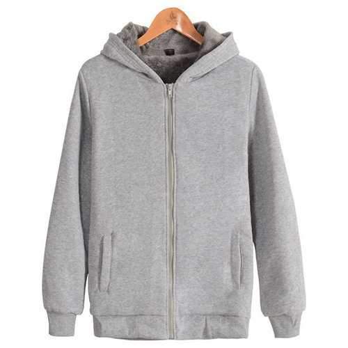 Mens Oversize Casual Solid Long Sleeve Thicken Hoodie
