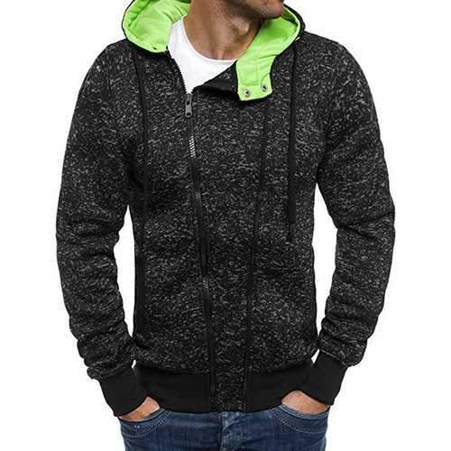 Hit Color Hooded Zip Up Sport Sweatshirts