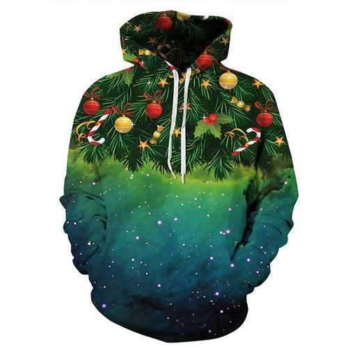 Starry sky Christmas tree printing Hoodies