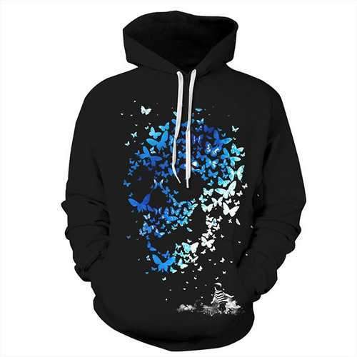 Unisex Skeleton Printed Casual Hoodies