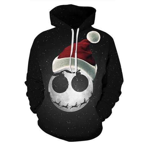 Unisex Fashion Christmas Hat Printing Long Sleeve Hoodie Sp