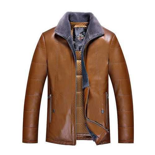 Business Fleece Faux Leather Jacket