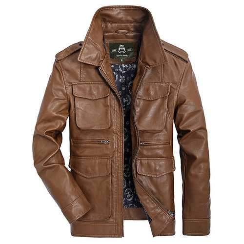 Big Pockets Faux Leather Jacket