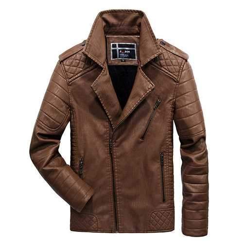 Winter Epaulets Faux Leather Jacket