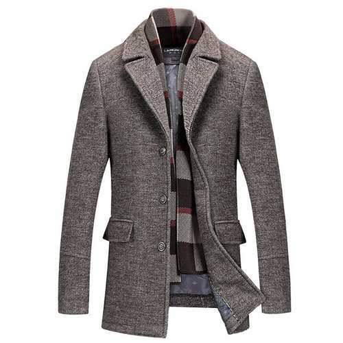 Detachable Scarf Woolen Coat