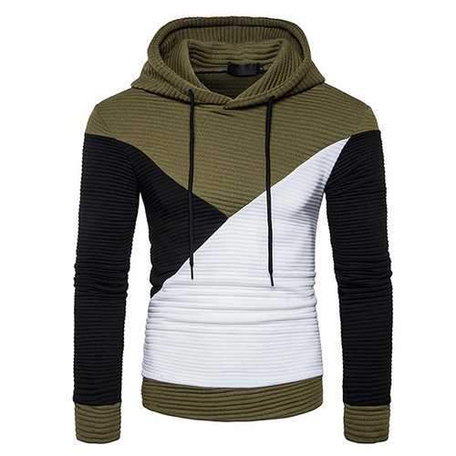 Mens Fashion Constrast Color Pullover Hoodie