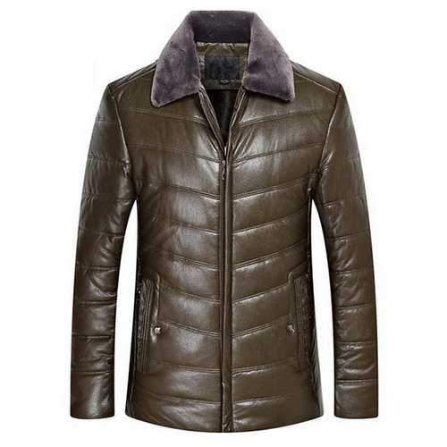 Fleece Collar Faux Leather Jacket