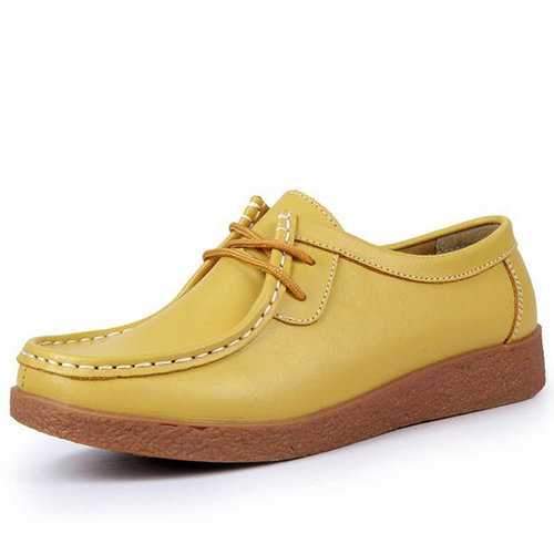 Lace Up Soft Flat Loafers