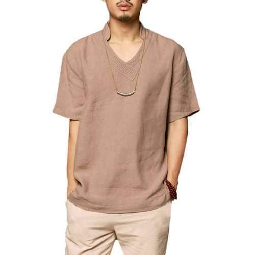 Chinese Style Cotton Linen Loose T Shirts