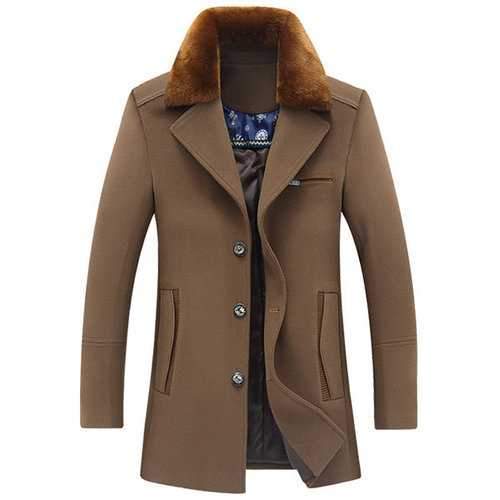 Detachable Furry Collar Wool Coat