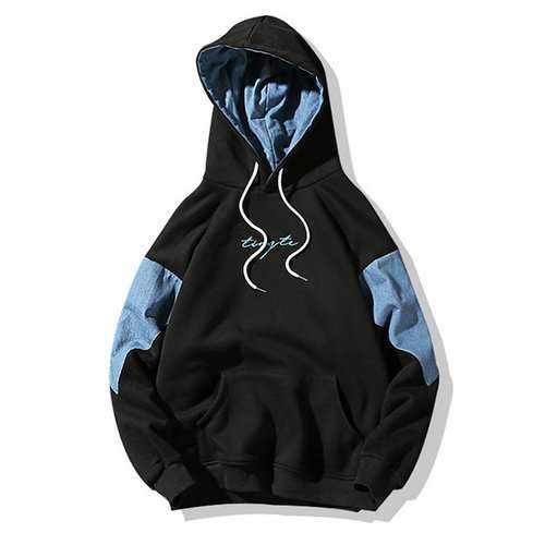 Sleeve Patchwork Design Casual Hoodies